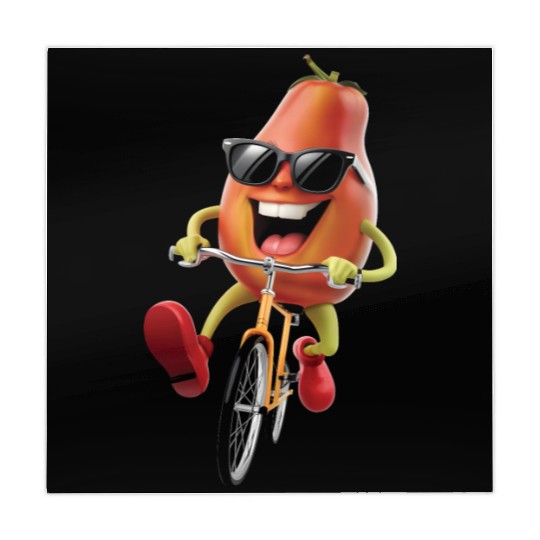 Papaya Cycling On Bike Realistic Mahjong Mats