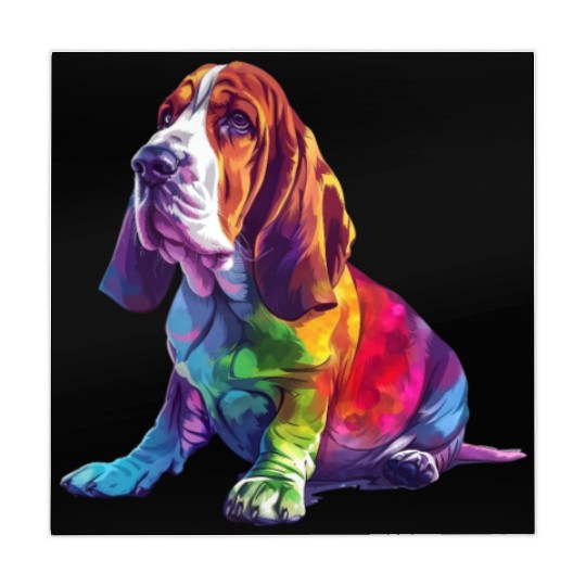 Basset Hound Illustration Rainbow Colors Mahjong Mats