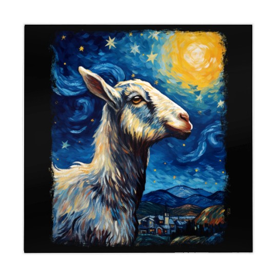 Goat Farm Animal Farmer Starry Night Painting Mahjong Mats