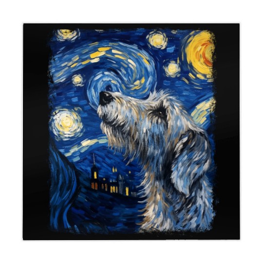 Irish Wolfhound Dog Starry Night Painting Mahjong Mats