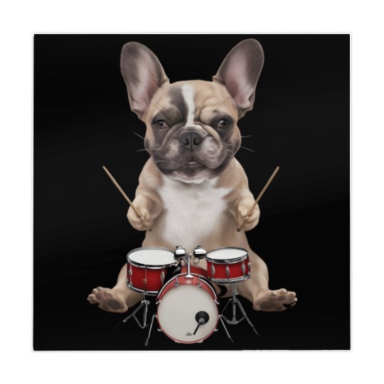 Frenchie Playing Drums Realistic Mahjong Mats