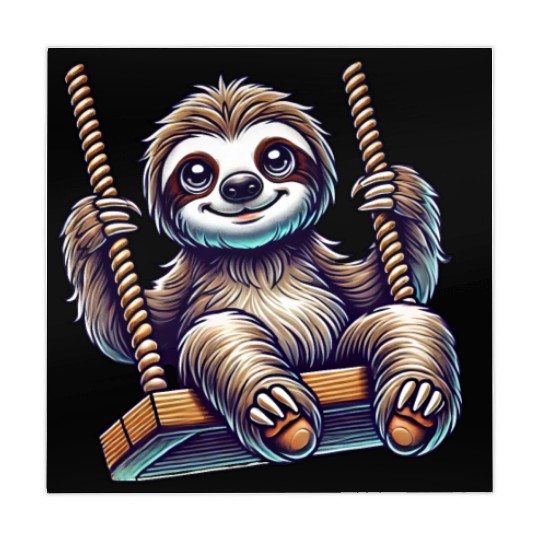 Cute sloth swing cartoon playground animal Mahjong Mats