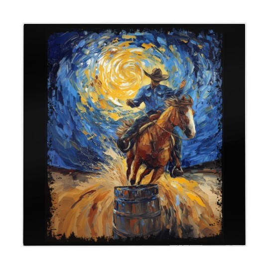 Barrel Racer Barrel Racing Rodeo Starry Night Pain Mahjong Mats