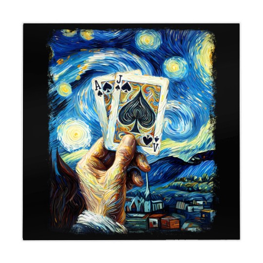 Blackjack Gambling Cards Starry Night Painting Mahjong Mats