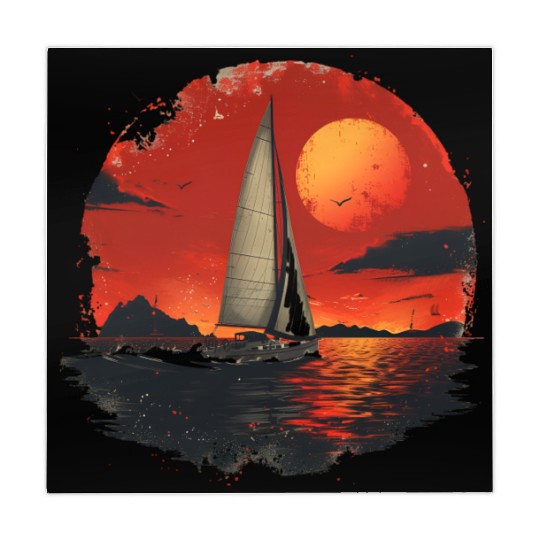 Tranquil Sailing Yacht at Sunset Serene Sea Vector Mahjong Mats