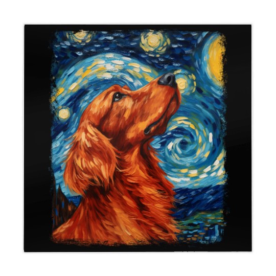 Irish Setter Dog Starry Night Painting Mahjong Mats