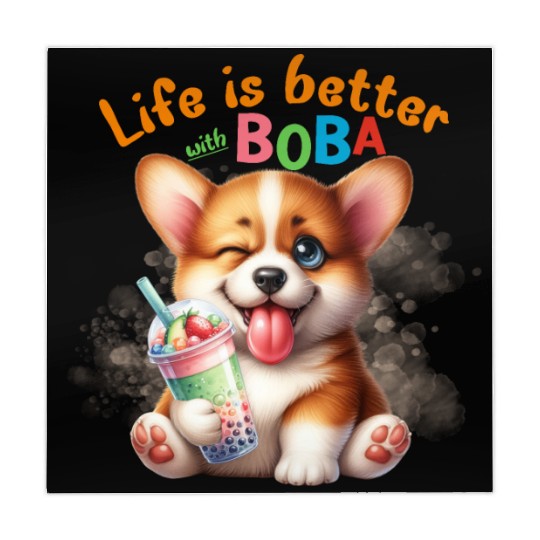 Corgi with BOBA tea Milk TEA Bubble tea Mahjong Mats
