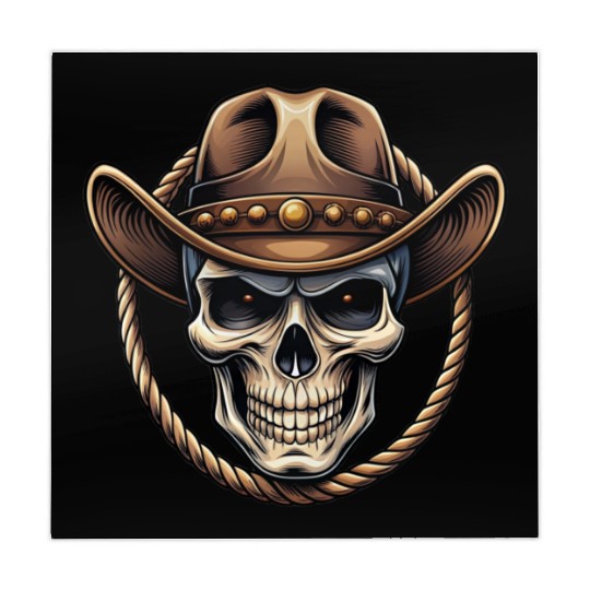 Illustration of a minimalist style cowboy skull Mahjong Mats