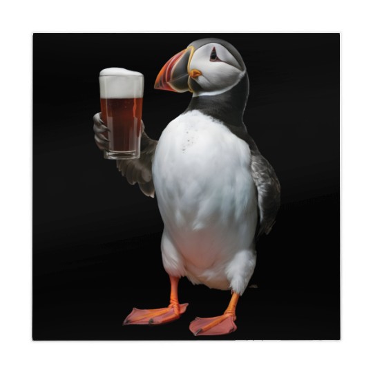 Atlantic Puffin Drinking Beer Realistic Mahjong Mats
