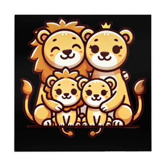 Lion Family Mother And Father With Two Children Mahjong Mats