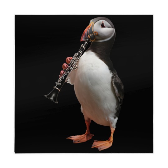 Atlantic Puffin Playing Clarinet Realistic Mahjong Mats