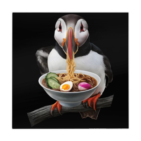 Atlantic Puffin Eating Ramen Realistic Mahjong Mats