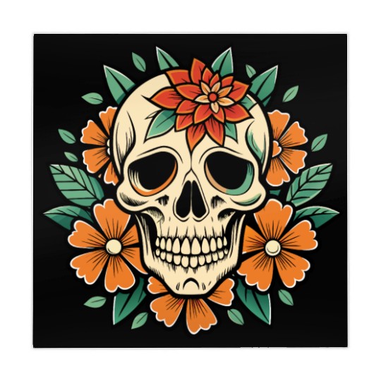 Vintage Retro Halloween Sugar Skull with floral Mahjong Mats