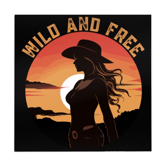 Wild and Free Cowgirl Retro Sunset Mahjong Mats
