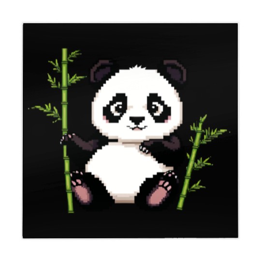 A pixel art of a panda with a bamboo leaf Mahjong Mats