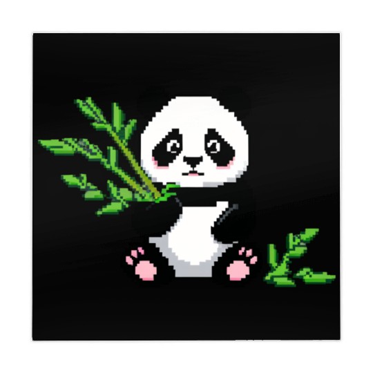 A pixel art of a panda with a bamboo leaf Mahjong Mats