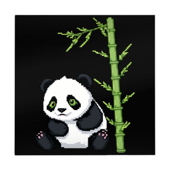A pixel art of a panda with a bamboo leaf Mahjong Mats
