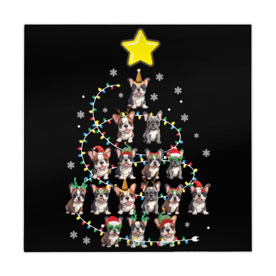 French Bulldog Christmas Tree Dog Santa Xmas Frenc Mahjong Mats