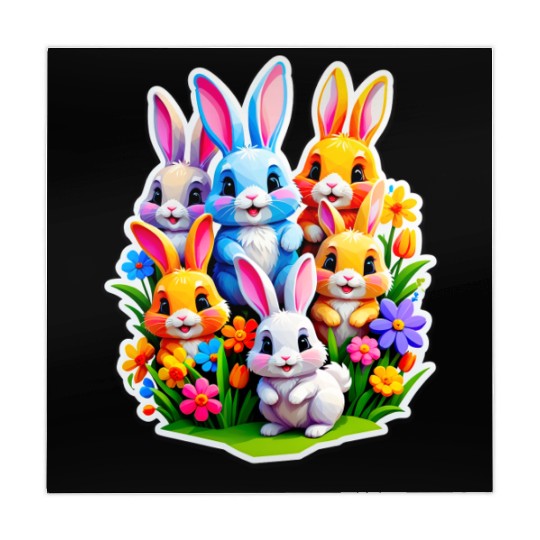 Colorful Spring Celebration with Cute Bunnies Mahjong Mats