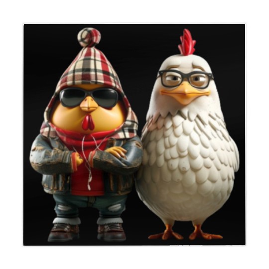 Hip chickens in cool streetwear Mahjong Mats