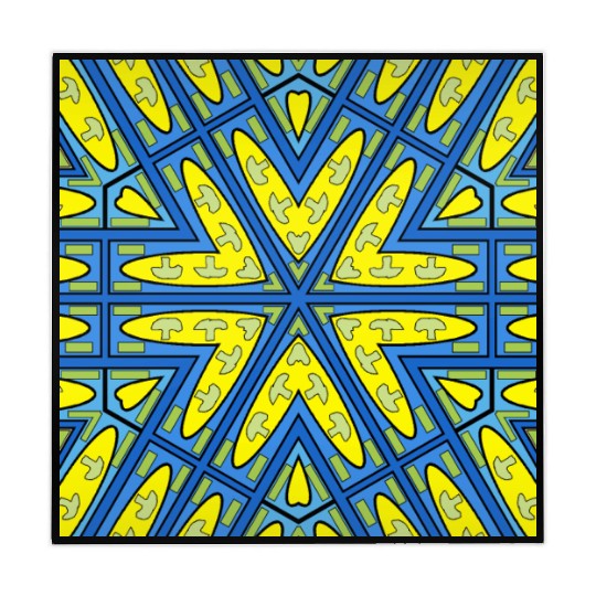 mushroom yellow blue green mandala Mahjong Mats