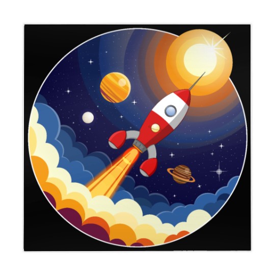 Colourful image of a rocket flying through space Mahjong Mats