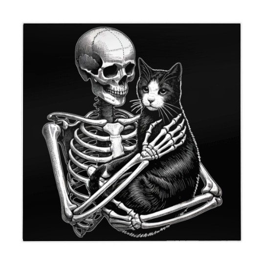 Skeleton Holding A Cat Funny Lazy Halloween Costum Mahjong Mats