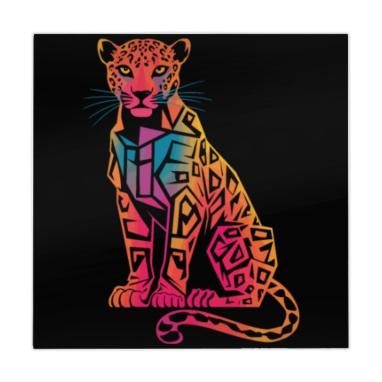 Colorful Geometric Jaguar Artwork for Bold Mahjong Mats
