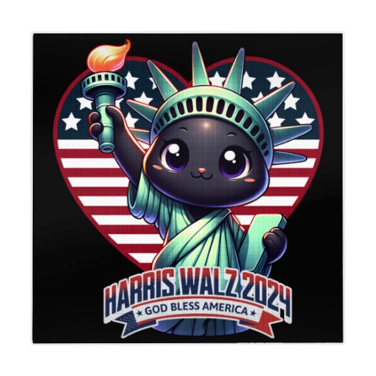 Cute Cat as Statue of Liberty with Harris Walz Mahjong Mats