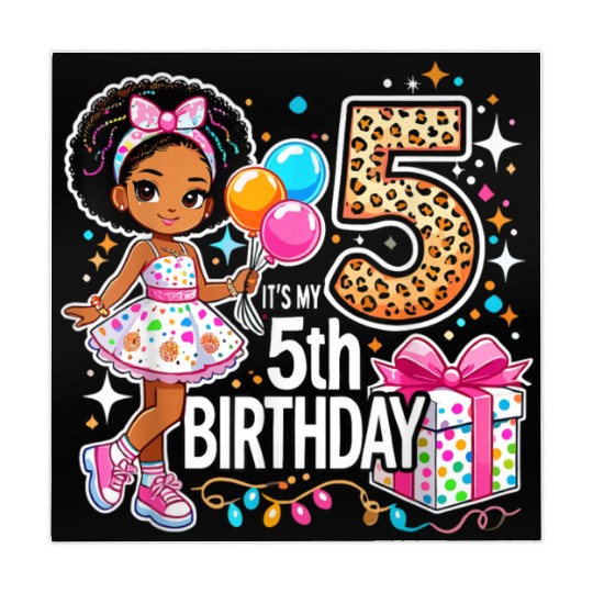 Its My 5th Birthday African American Black Girl 5 Mahjong Mats