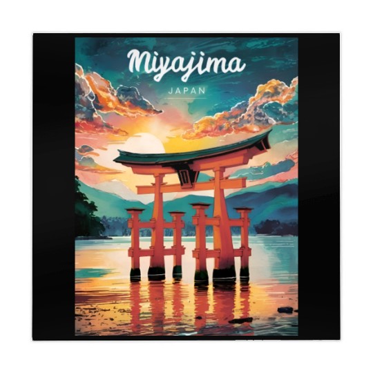 Vintage Travel Miyajima Island Japan Retro Sunset Mahjong Mats