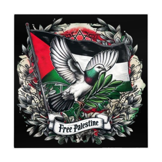 Pigeon holding olive's leaf free Palestine Flag Mahjong Mats