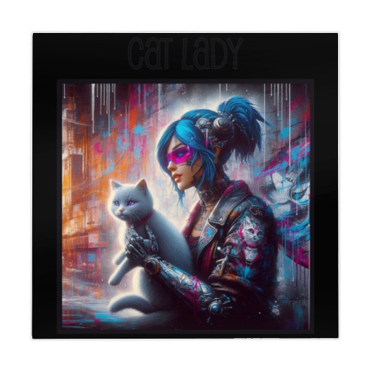 Cat Lady (Cyberpunk) Street Art v1 Mahjong Mats