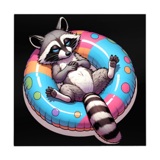 A relaxed raccoon on a swimming ring Mahjong Mats