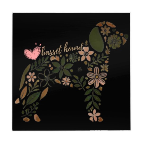 Floral Basset Hound Silhouette: Nature-Inspired Do Mahjong Mats