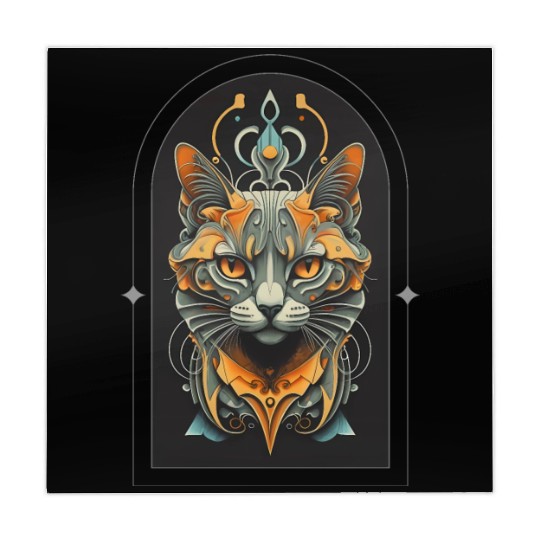 Elegant stylish black and gold cat face Mahjong Mats