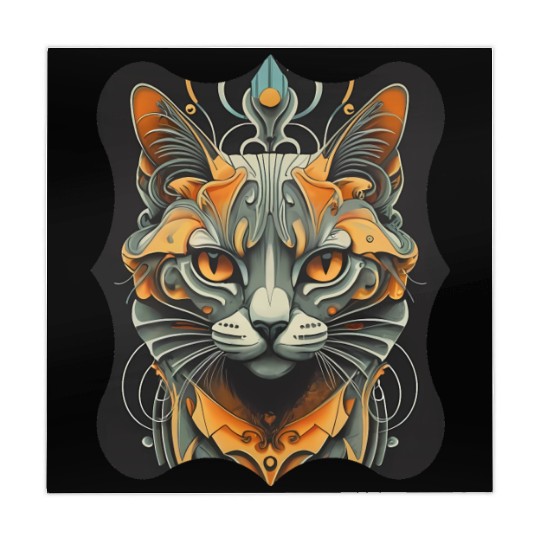 Elegant stylish black and gold cat face Mahjong Mats