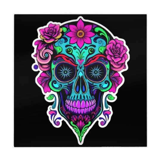 A vibrant and abstract sugar skull Calavera Mahjong Mats