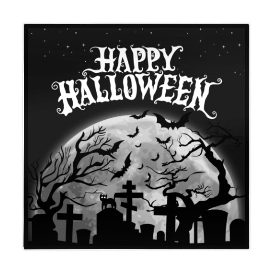 halloween cat on a graveyard Mahjong Mats