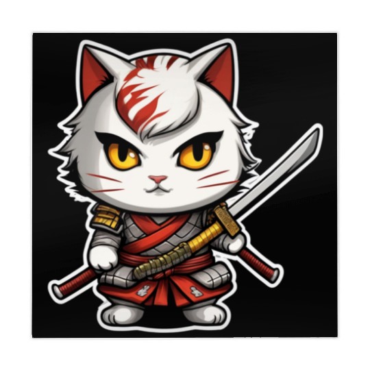 ninja cat with a katana 2 Mahjong Mats