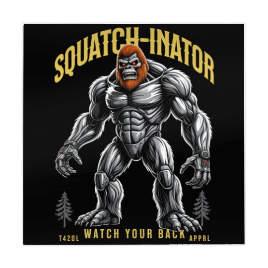 Retro Bigfoot Design, Sasquatch Robot Graphic Mahjong Mats