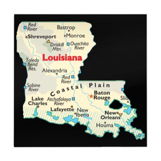 Louisiana map image of state. Mahjong Mats
