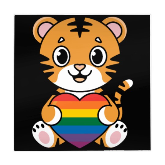 LGTBQ Tiger Holding Rainbow Heart Mahjong Mats