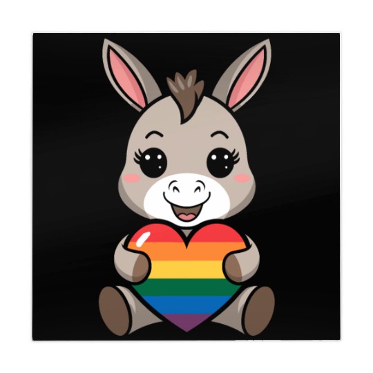 LGTBQ Cute Donkey with Rainbow Heart Mahjong Mats