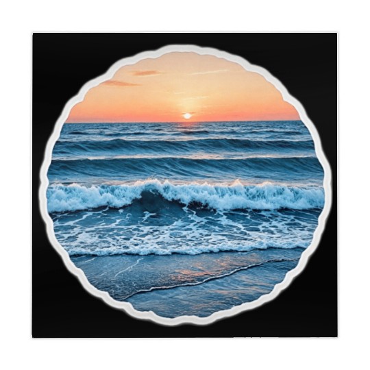 Serene Blue Ocean Waves Scenic Mahjong Mats