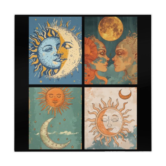 Moon and Sun Tarot Card Designed Look Mahjong Mats