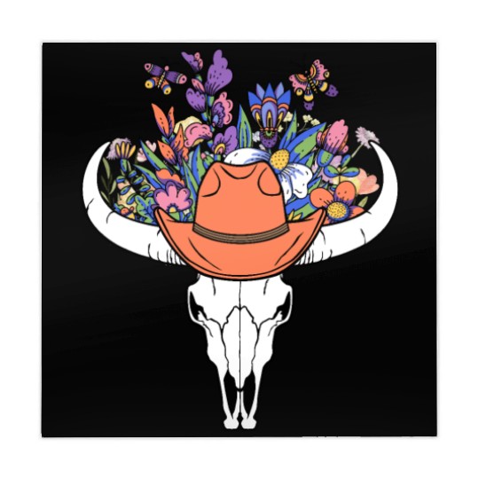 wildflower with Cow Skull blooming Mahjong Mats