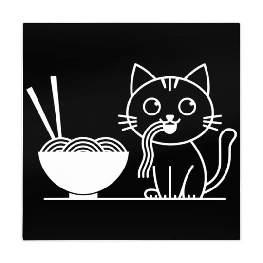 Cute Cat Eating Ramen Kawaii Food Design Mahjong Mats
