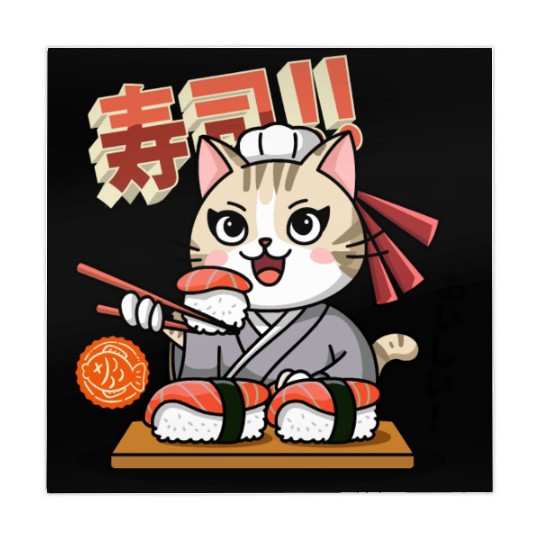 Sushi Chef Cat Adorable Culinary Cat Design Mahjong Mats