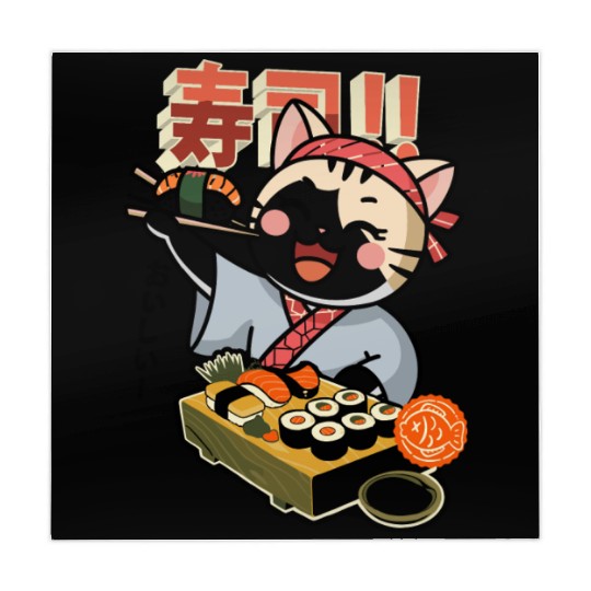 Sushi Chef Cat Adorable Culinary Cat Design Mahjong Mats